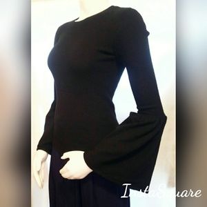 BCBGMaxAzria Black Wool Sweater + Bell Sleeves